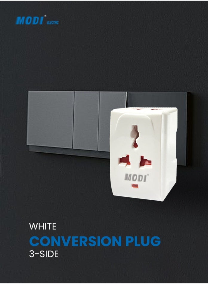MODI 3 Side Universal Conversion Plug Adapter | Multi Socket Travel Plug | ABS Fireproof Material | Compact Adapter with Child Safety Design - Image 5