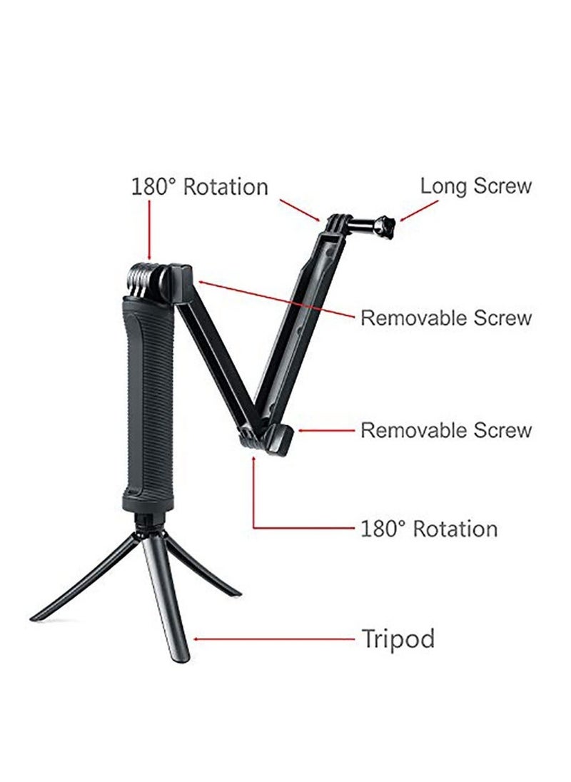 3 Way Tripod for Go Pro Hero 10/9/8/7/6/5/4/3/2/1 Series and other Action Cameras, Detachable Extendable Selfie Stick Pole with Hand Grip Stand  - Image 3