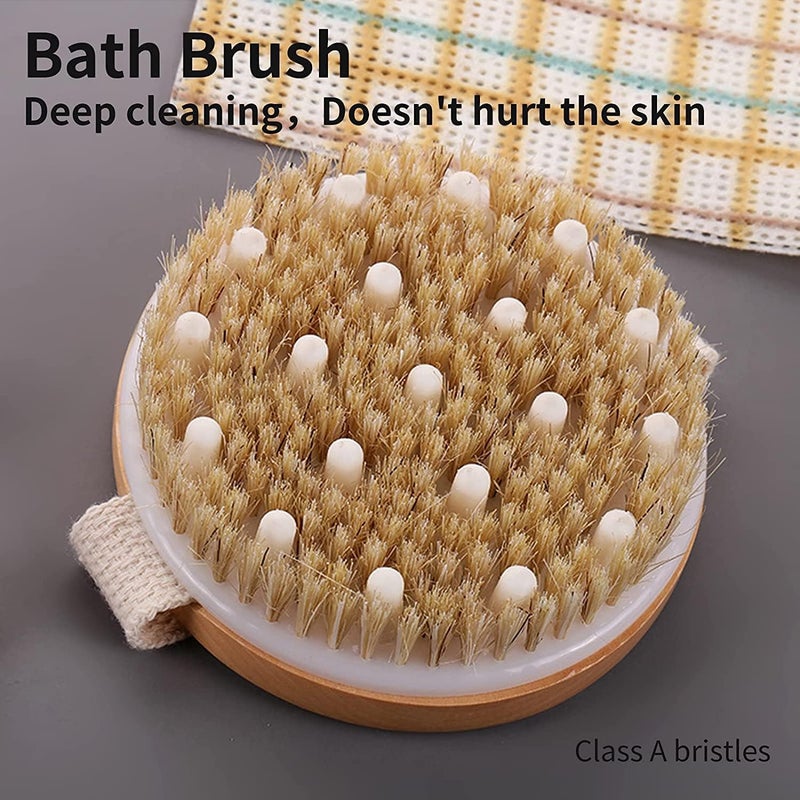 ELISCO Dry body Scrubber for Dead Skin Wooden bath brush to Exfoliate & Soften Skin, Improve Circulation, Stop Ingrown Hairs, Reduce Acne and Cellulite - Image 2