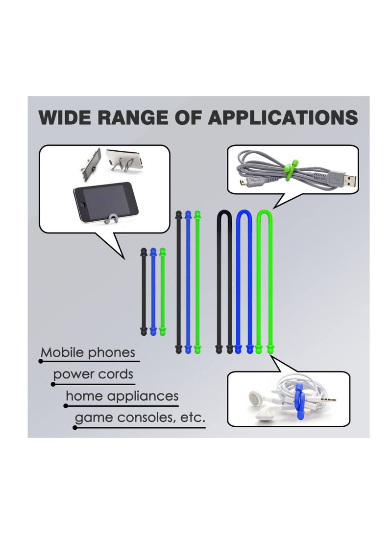 Captaintech Silicone Twist Ties, Steel-Core Rubber Twist Tie Set for Cords, Cables, and Gear Organization, Reusable and Versatile Cable Ties for Wire Management(Set of 9) - Image 5