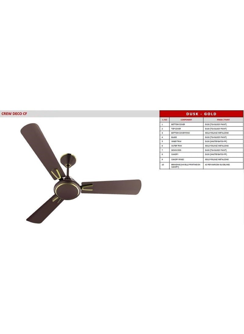 Havells Crew Deco Celing Fan Energy Saver 56 Inch Dusk Gold - Image 3
