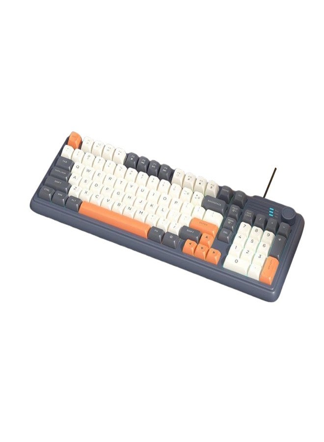 Guiheng Wired Rainbow LED Cute Creamy Gaming Keyboard,Cute Creamy Keyboards with Backlit LED Knob,Number Pad for Office,Gaming-Star Grey - Image 1