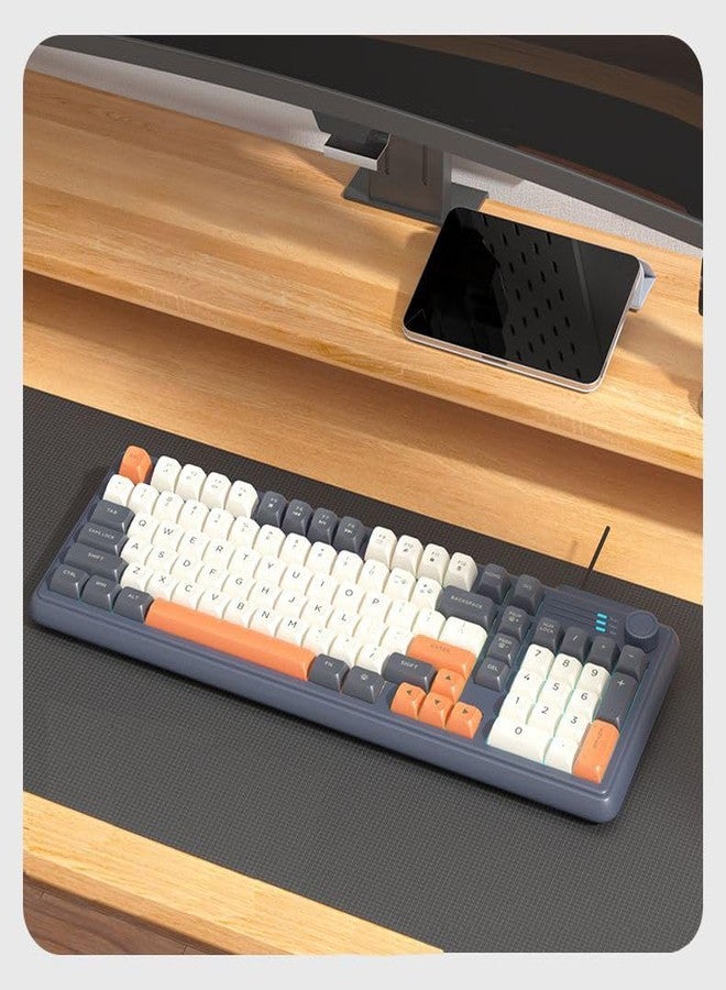 Guiheng Wired Rainbow LED Cute Creamy Gaming Keyboard,Cute Creamy Keyboards with Backlit LED Knob,Number Pad for Office,Gaming-Star Grey - Image 2