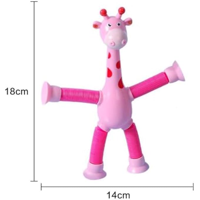 POP TUBE GIRAFFE, 4 PACK TELESCOPIC SUCTION CUP GIRAFFE TOY, STRETCHY GIRAFFE SUCTION TOY, AIRPLANE TRAVEL ESSENTIALS KIDS - Image 3