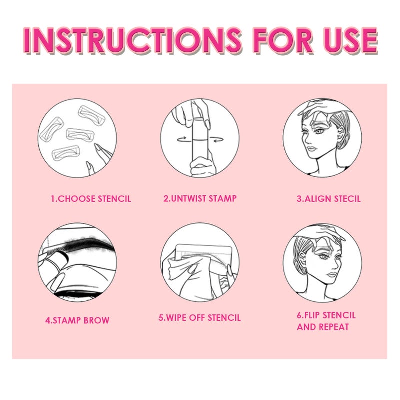 Eyebrow Stamp Stencil Kit Natural Hairline Powder 1* Eyebrow Print/ 2* Eyebrow Brush/ 10* Eyebrow Card for Cosmetic Makeup Home Daily Use - Image 2