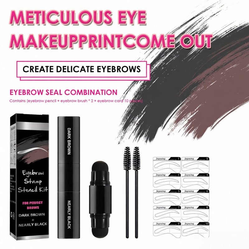 Eyebrow Stamp Stencil Kit Natural Hairline Powder 1* Eyebrow Print/ 2* Eyebrow Brush/ 10* Eyebrow Card for Cosmetic Makeup Home Daily Use - Image 5