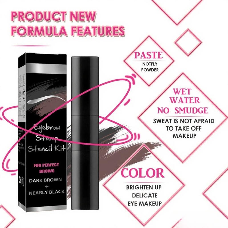 Eyebrow Stamp Stencil Kit Natural Hairline Powder 1* Eyebrow Print/ 2* Eyebrow Brush/ 10* Eyebrow Card for Cosmetic Makeup Home Daily Use - Image 3