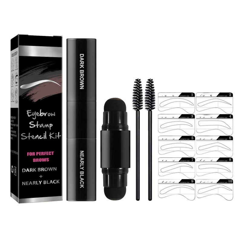 Eyebrow Stamp Stencil Kit Natural Hairline Powder 1* Eyebrow Print/ 2* Eyebrow Brush/ 10* Eyebrow Card for Cosmetic Makeup Home Daily Use - Image 1