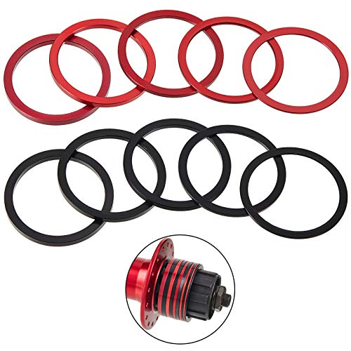 Frienda 10 Pieces Bike Cassette Spacer Bicycle Bottom Bracket Spacer 7 8 9 10 11 Speed Cassette Washer Anodized Aluminium Alloy Flywheel Hub Washer 1mm 1.5 mm 2 mm 2.5 mm 3.0 mm - Image 1