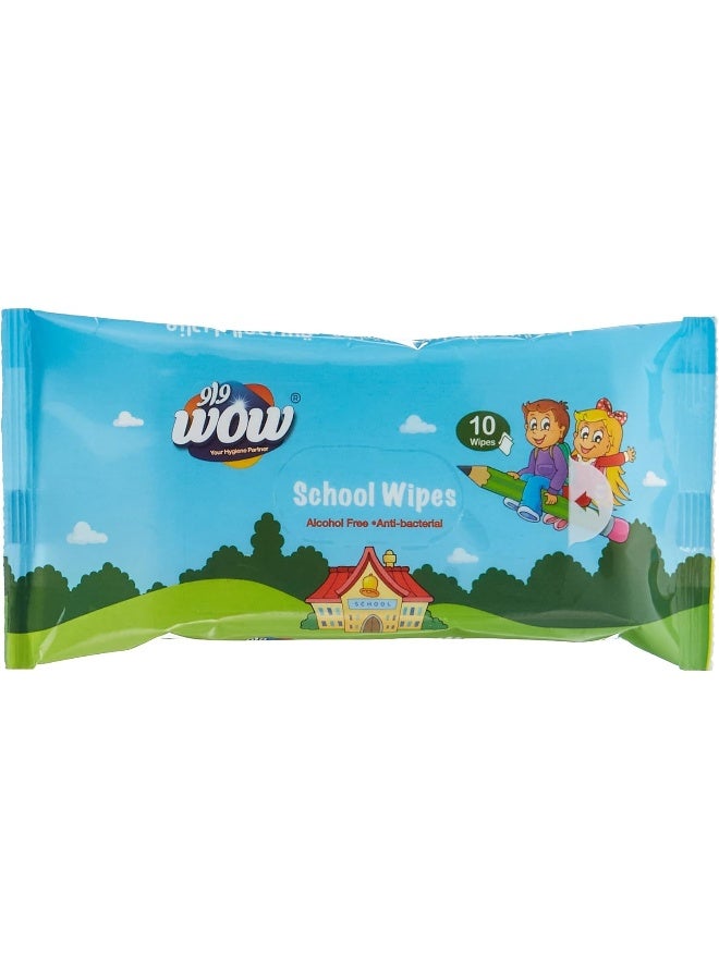 WOW Kid's School Anti-Bacterial Wipes - 10 Count - Image 1