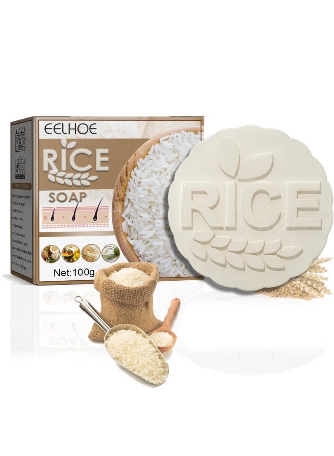 Excefore Rice Shampoo Bar, Fermented Rice Water Shampoo & Conditioner Bar, 2 in 1 Hair Loss Treatment & Moisturizer for Dry Hair, Strengthening & Anti-Hair Loss Solid Shampoo Bar for Hair Growth (100g)  - Image 1