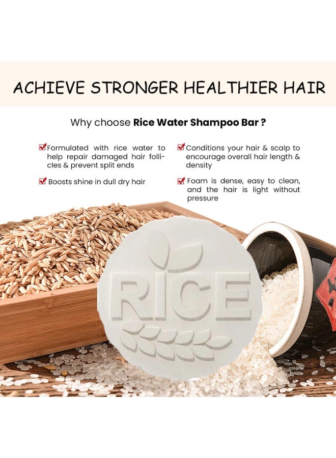Excefore Rice Shampoo Bar, Fermented Rice Water Shampoo & Conditioner Bar, 2 in 1 Hair Loss Treatment & Moisturizer for Dry Hair, Strengthening & Anti-Hair Loss Solid Shampoo Bar for Hair Growth (100g)  - Image 3