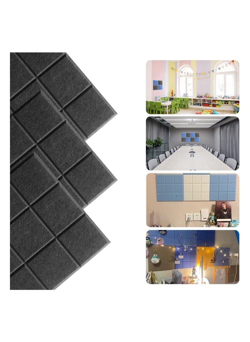 KASTWAVE - Announcement Message Board,6 Pcs Large Self-Adhesive Felt Board Tiles 30x30cm - Versatile Bulletin Boards for Home and Office with 50 Push Pins, Felt Nine Palace Grid Background Wall (Black) - Image 1