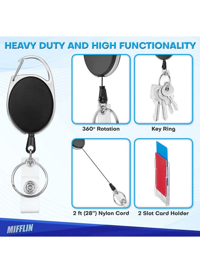 MIFFLIN Rigid Id Badge Holder W Retractable Reel Clip (Clear 2 Pack) Horizontal Or Vertical Heavy Duty Name Card Reels For Work Identification Badges - Image 4