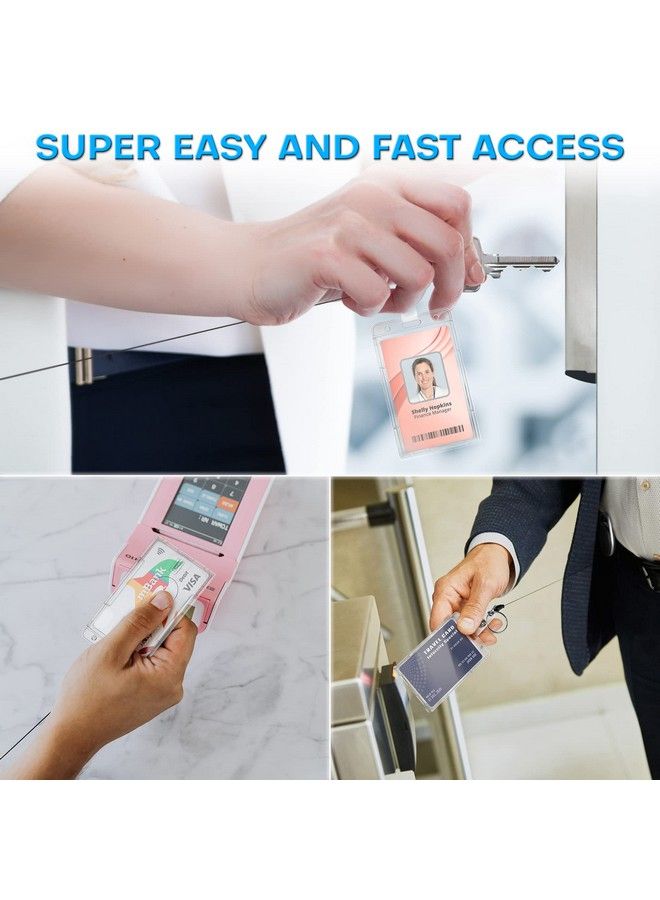 MIFFLIN Rigid Id Badge Holder W Retractable Reel Clip (Clear 2 Pack) Horizontal Or Vertical Heavy Duty Name Card Reels For Work Identification Badges - Image 5