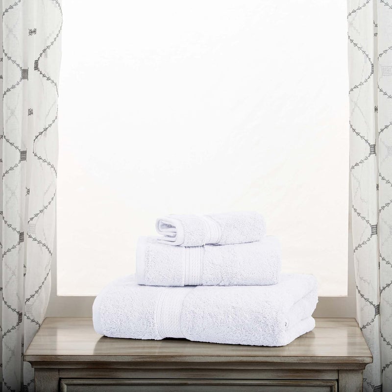 Superior Solid Egyptian Cotton Towel Set, Hand Towel 20” x 30”, Bath Towel 30” x 55”, Washcloth 13” x 13”, White, 3-Pieces - Image 5
