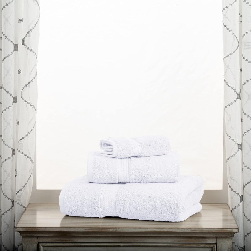 Superior Solid Egyptian Cotton Towel Set, Hand Towel 20” x 30”, Bath Towel 30” x 55”, Washcloth 13” x 13”, White, 3-Pieces - Image 2
