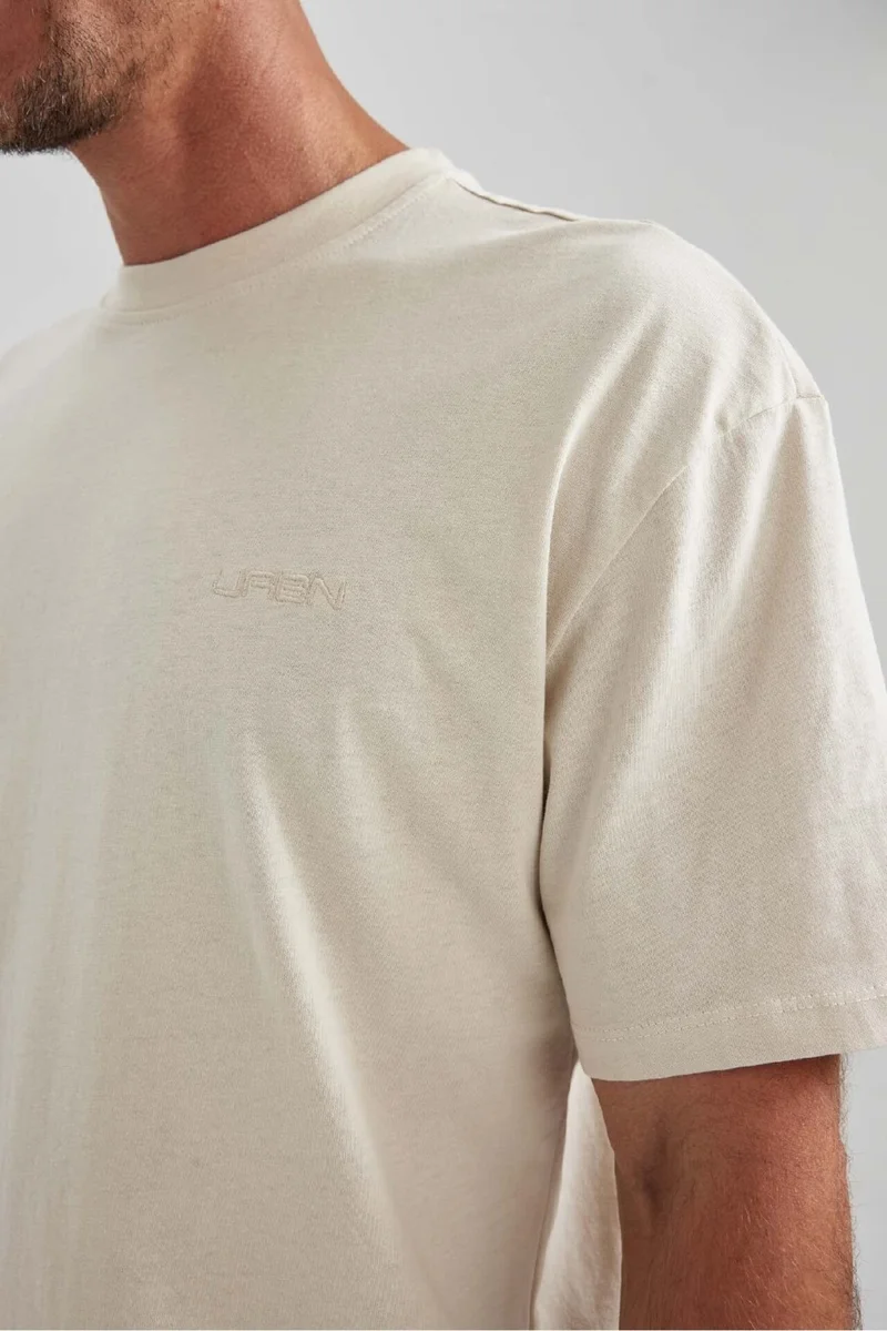 DeFacto Men's Beige Regular Fit Straight Cut Crew Neck 100% Cotton Short Sleeve T-Shirt B0662AXNS