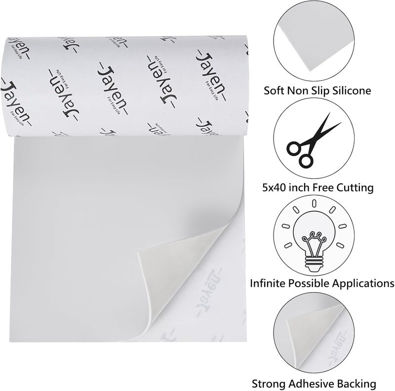 Jayen Non Slip Self Adhesive Silicone Cuttable Furniture Pads - 5x40 inch Anti-Sliding Rubber Floor Protectors for Any Furniture and Appliances - Image 2