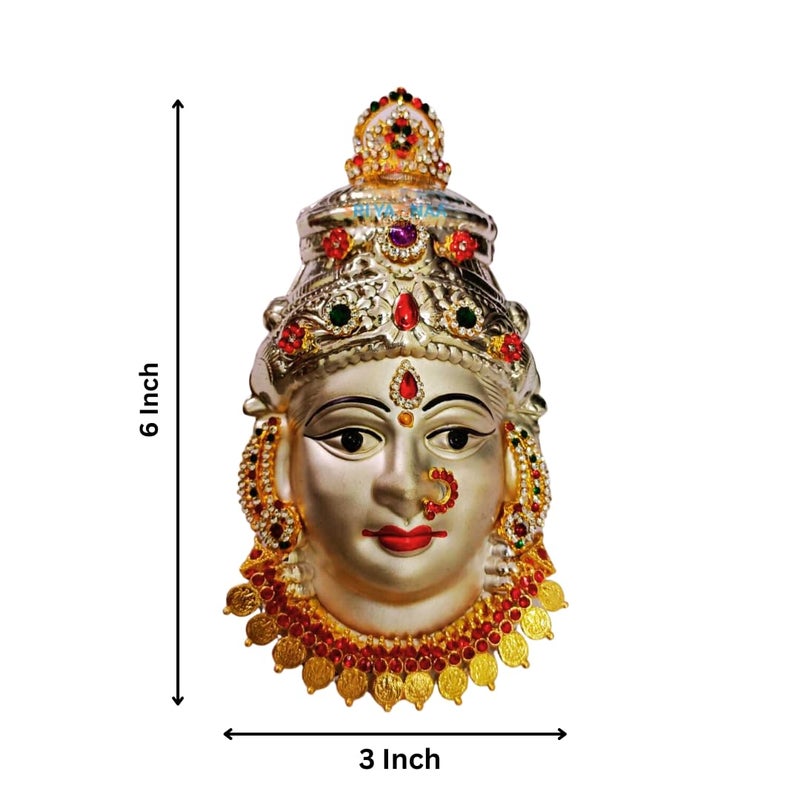 SRI YAGNAA سري ياجنا الفضة الألمانية أشتا لاكشمي كلاسام مع وجه أمارفاري وجه فضي مطلي لاكشمي موخوتا كودف إس فانتاسي 9 سم 9 سم - Image 2