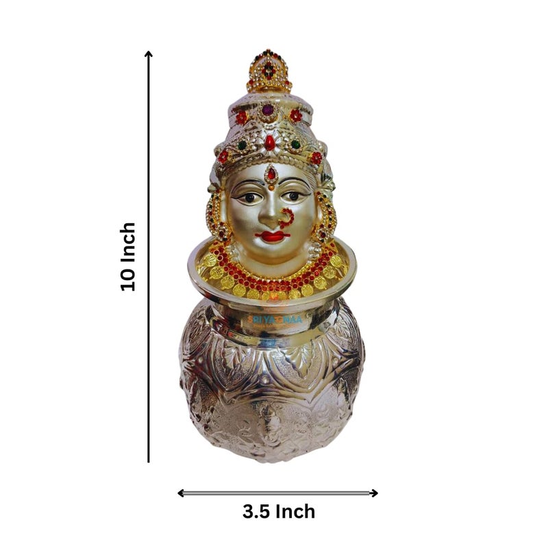 SRI YAGNAA سري ياجنا الفضة الألمانية أشتا لاكشمي كلاسام مع وجه أمارفاري وجه فضي مطلي لاكشمي موخوتا كودف إس فانتاسي 9 سم 9 سم - Image 4