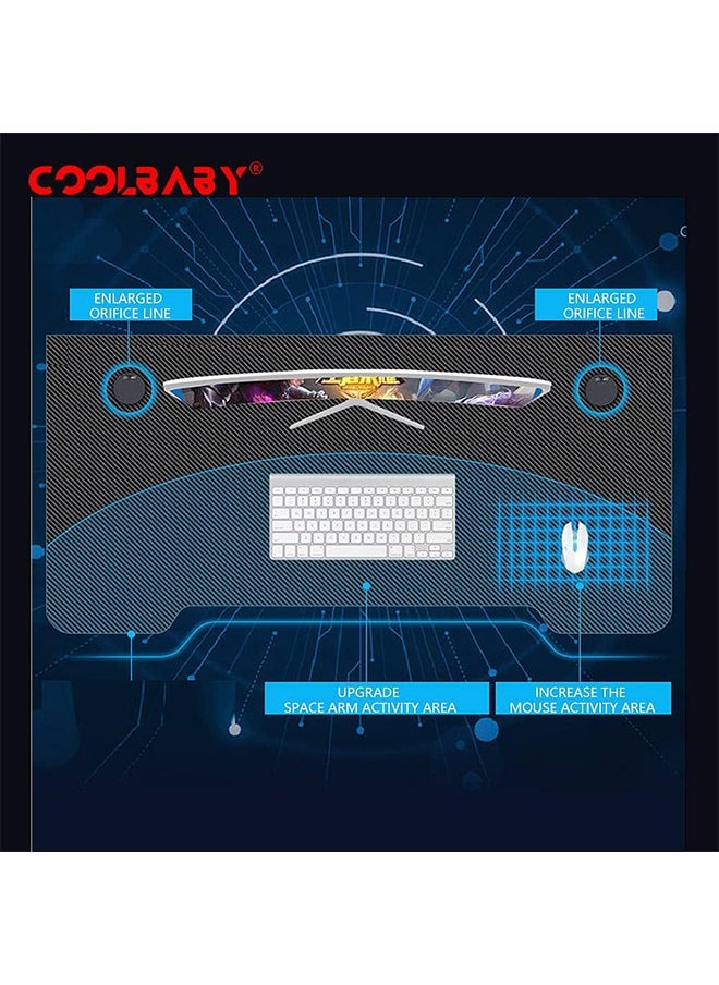 JCB CHIC Gaming Desk Computer Desk 140×60×74cm Home Office Desk Extra Large Modern Ergonomic Black PC Carbon Fiber Table Gamer Workstation with Headphone Hook  - Image 3