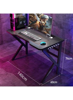 JCB CHIC Gaming Desk Computer Desk 140×60×74cm Home Office Desk Extra Large Modern Ergonomic Black PC Carbon Fiber Table Gamer Workstation with Headphone Hook  - Image 2