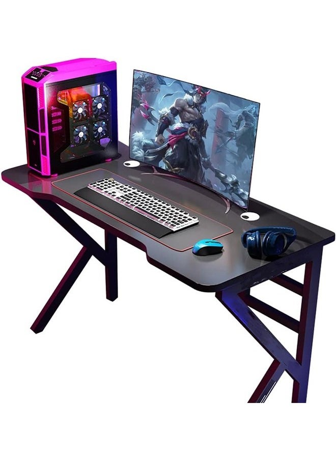 JCB CHIC Gaming Desk Computer Desk 140×60×74cm Home Office Desk Extra Large Modern Ergonomic Black PC Carbon Fiber Table Gamer Workstation with Headphone Hook  - Image 1
