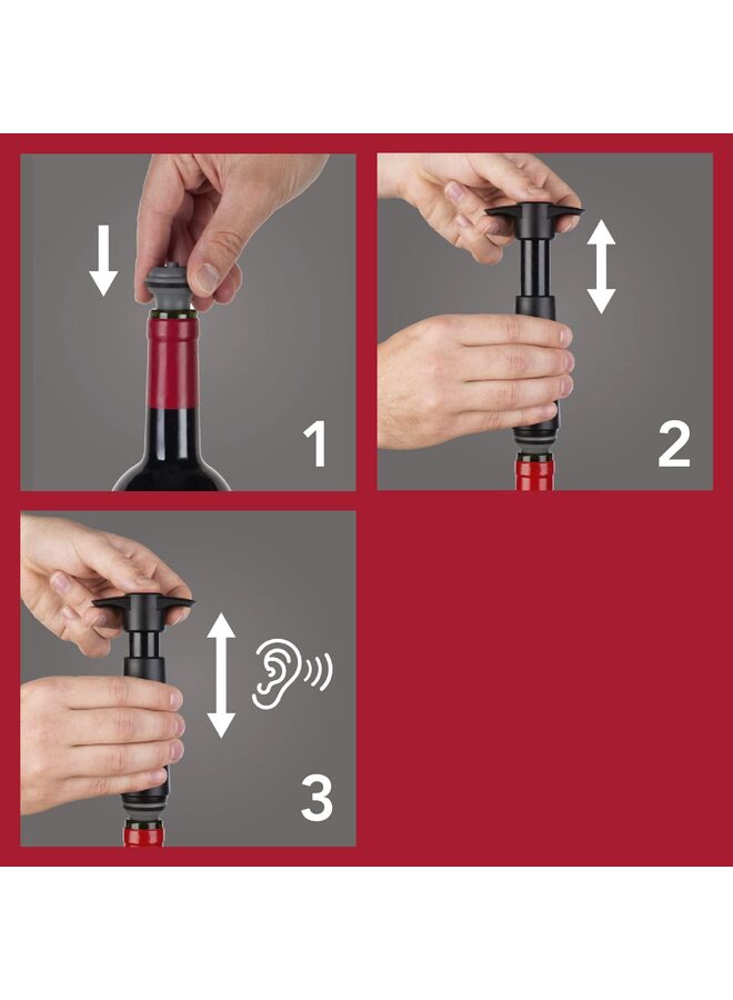 Vacuum Stoppers - Set of 4 - Gray - for Wine Bottles - Keep Wine Fresh for Up to a Week with Airtight Seal - Compatible with Wine Saver Pump - Image 4