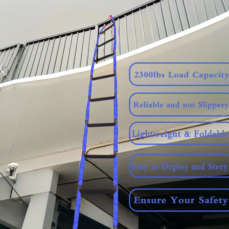 XXFBJNMD Emergency Fire Escape Ladder 9.8 Feet Portable Safety Rope Ladder Emergency Escape Ladders for 2-3 Story Homes for Windows, Balconies, and Sailboats, Kayaks, Etc - Image 2