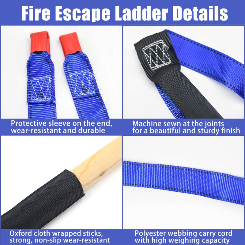 XXFBJNMD Emergency Fire Escape Ladder 9.8 Feet Portable Safety Rope Ladder Emergency Escape Ladders for 2-3 Story Homes for Windows, Balconies, and Sailboats, Kayaks, Etc - Image 5