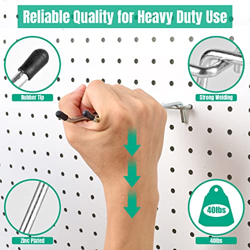G.CORE 10 Pack Pegboard Hooks, Peg Board Tool Utility Hooks & Hangers Fit 1/4" Pegboards, Heavy Duty Metal Peg Board Shelving Hooks, Wall Organizers and Storage for Craft Room Garage Workbench Office - Image 2