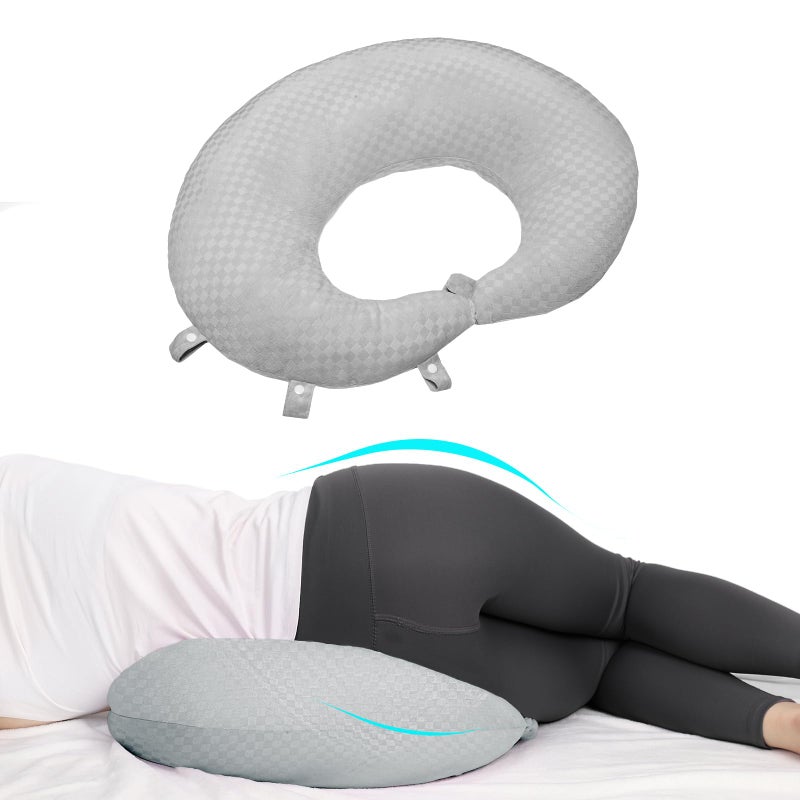 ongfuwu BBL Pillow After Surgery for Butt to Sleep Brazilian Butt Lift Recovery Post Surgery Pillow for Sitting Sleeping Driving Donut Pillow for Woman Lumbar Back Cushion Seat Gray