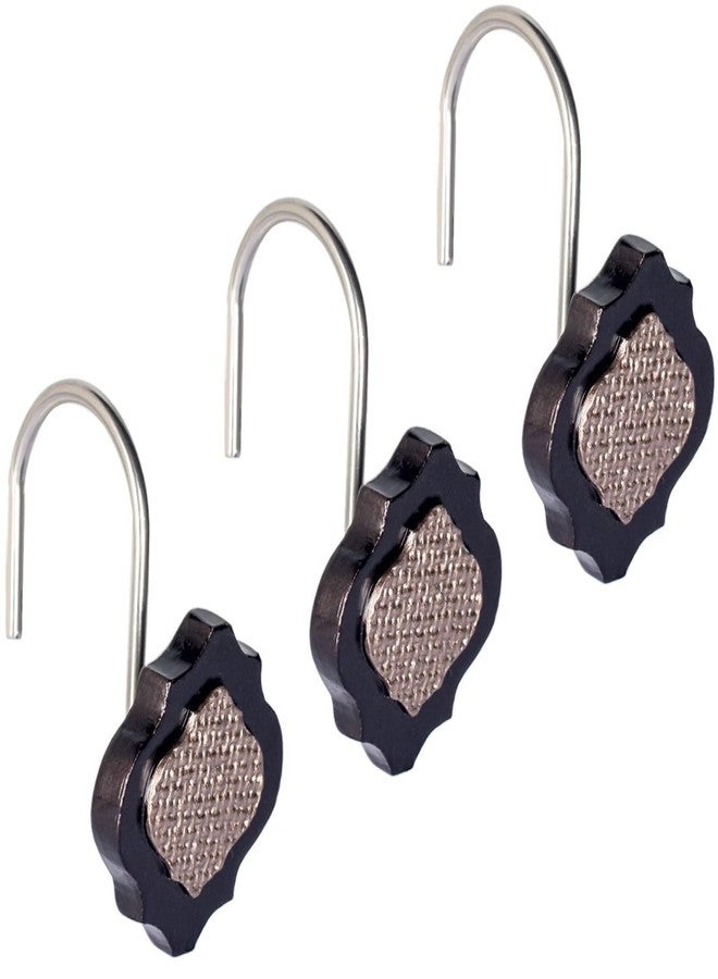 Creative Scents Dahlia Brown Shower Curtain Hooks - Set of 12 Shower Rod Hooks for Curtain - Durable Shower Curtain Rings for Guest and Master Bathroom Shower - Image 1