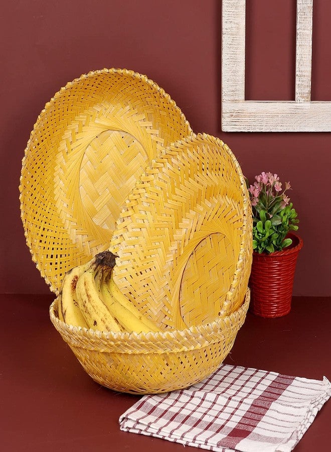 LPE CRAFTCANE Bamboo Basket Round Set of 3 (Plain) - Image 2