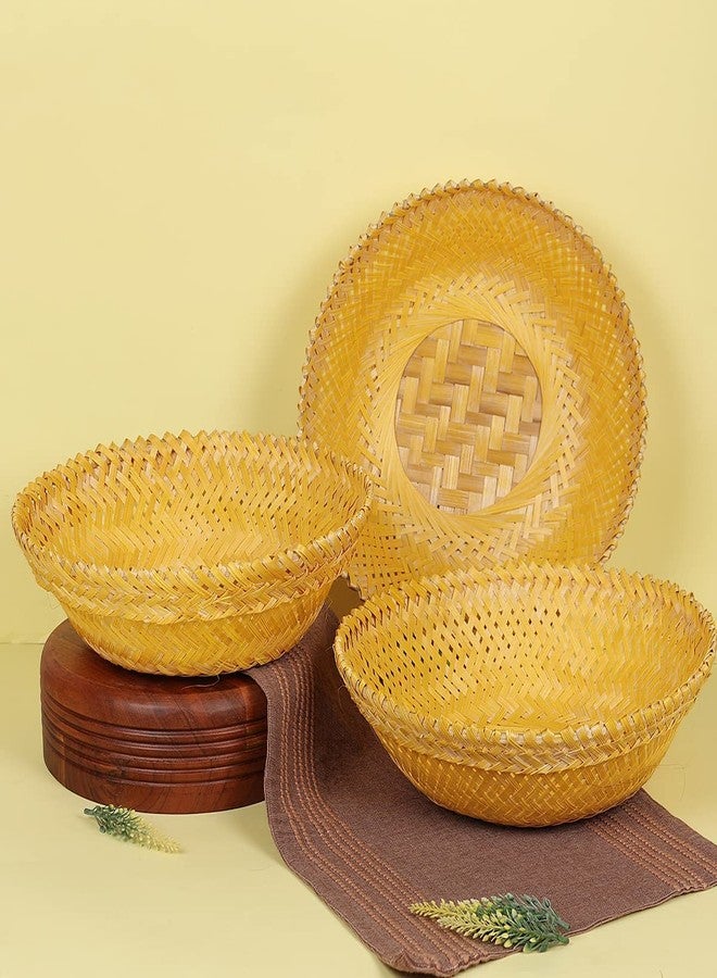 LPE CRAFTCANE Bamboo Basket Round Set of 3 (Plain) - Image 3