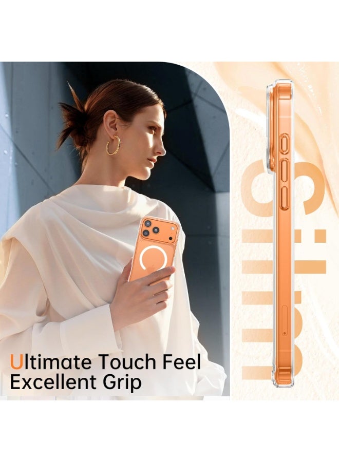 جراب مغناطيسي لهاتف آيفون 17 برو ماكس مقاس 6.9 بوصة، متوافق مع MagSafe، غطاء خلفي شفاف كريستالي طويل الأمد مقاوم للصدمات، نحيف، شفاف - Image 2