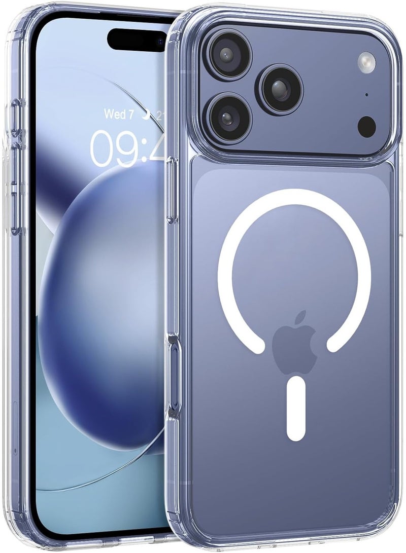 جراب مغناطيسي لهاتف آيفون 17 برو ماكس مقاس 6.9 بوصة، متوافق مع MagSafe، غطاء خلفي شفاف كريستالي طويل الأمد مقاوم للصدمات، نحيف، شفاف - Image 5