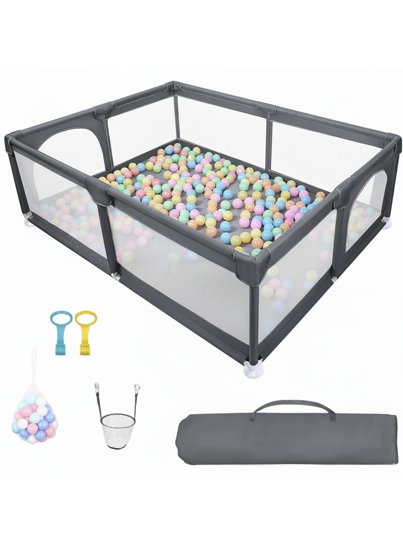 ACPLAY Extra Large Baby Playpen 200×180×66 cm, Safe Non-Toxic Play Yard with Strong Suction Cups, 360° Mesh Sides & Zipper Doors, Easy to Clean & Assemble, Ideal for Home and Outdoor Use - Image 1
