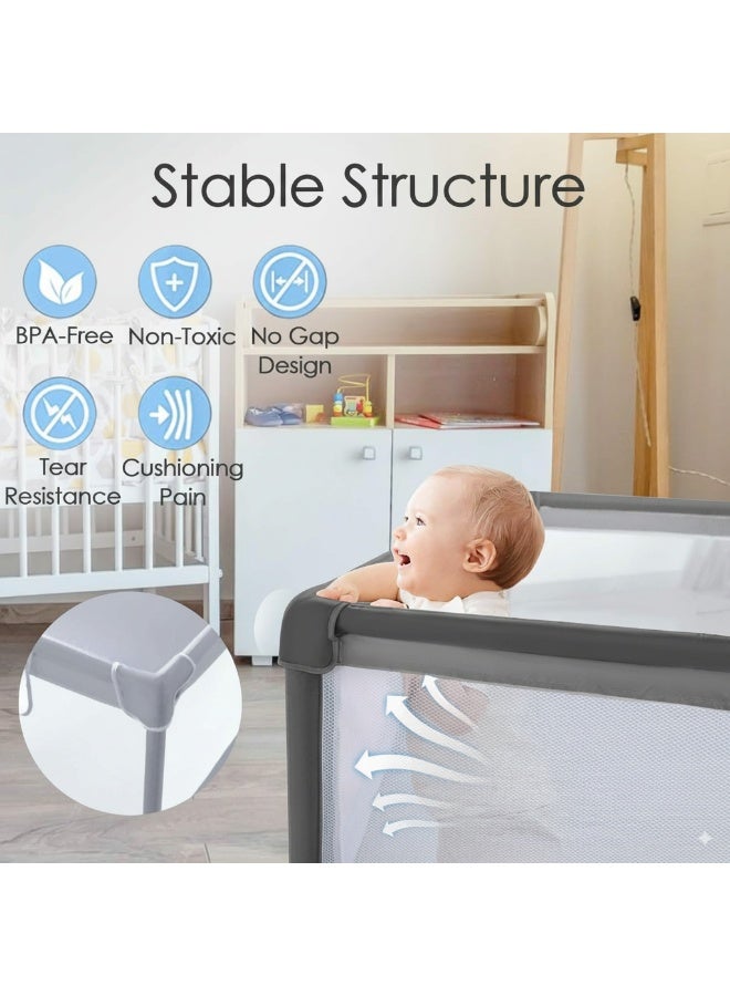 ACPLAY Extra Large Baby Playpen 200×180×66 cm, Safe Non-Toxic Play Yard with Strong Suction Cups, 360° Mesh Sides & Zipper Doors, Easy to Clean & Assemble, Ideal for Home and Outdoor Use - Image 2