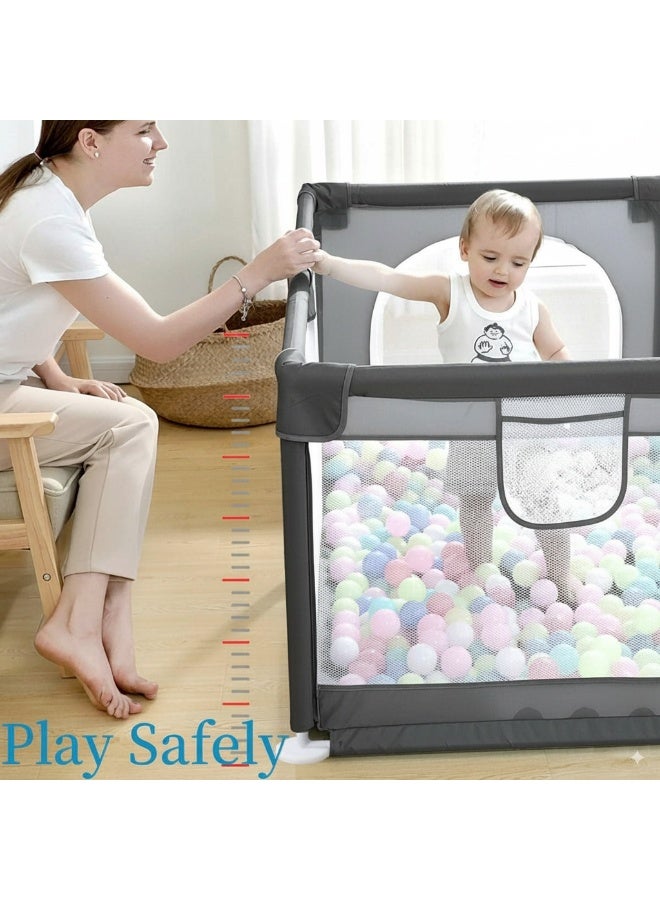 ACPLAY Extra Large Baby Playpen 200×180×66 cm, Safe Non-Toxic Play Yard with Strong Suction Cups, 360° Mesh Sides & Zipper Doors, Easy to Clean & Assemble, Ideal for Home and Outdoor Use - Image 3