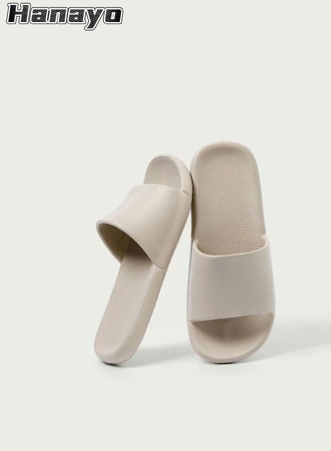 Hanayo Slipper Indoor Open Toe EVA Slippers Quiet Household Bathroom Shower Soft Bottom Anti-skid Slippers Female Slippers(Beige)  - Image 1