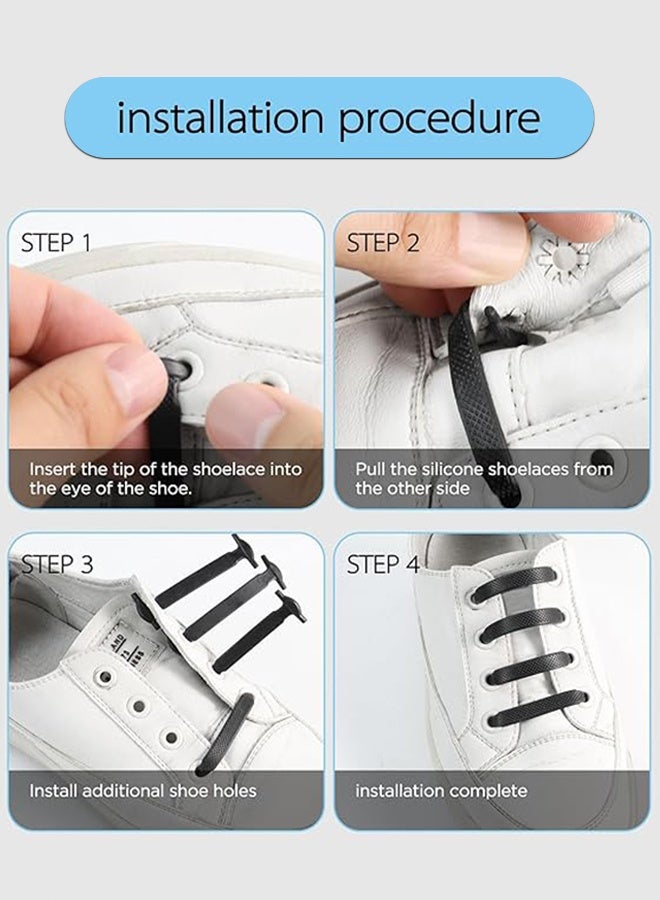 Sweet Life 3Pairs Silicone Lazy Shoelaces, Elastic No Tie Shoe Lace for Kids and Adults, One Size Stretchy Rubber Flat Shoe Ties for Sneakers Unisex (Black, White, Grey) - Image 4
