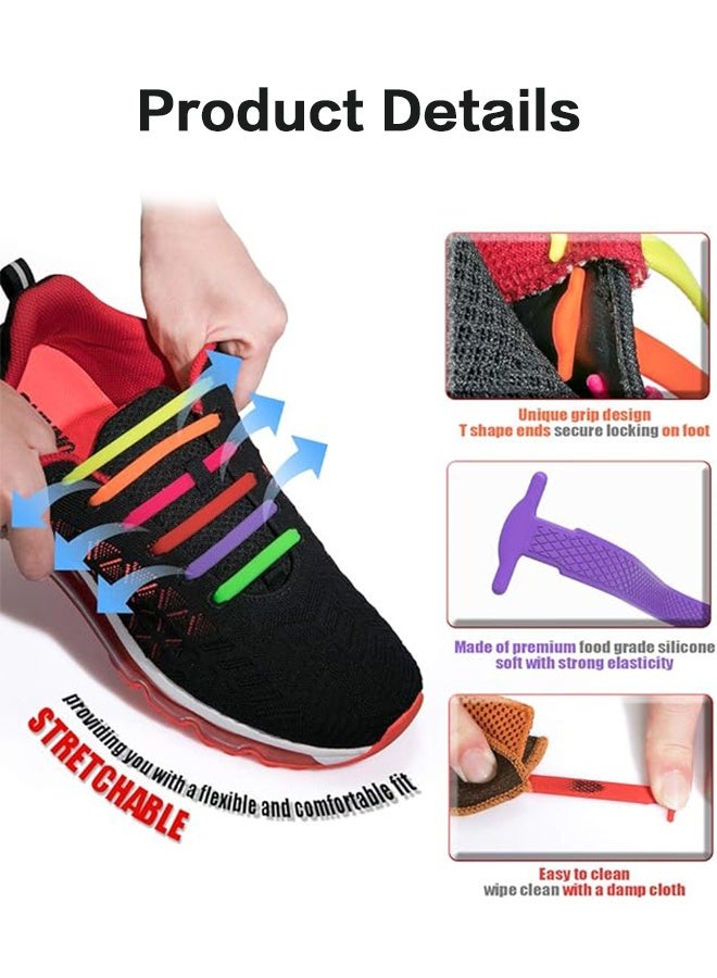 Sweet Life 3Pairs Silicone Lazy Shoelaces, Elastic No Tie Shoe Lace for Kids and Adults, One Size Stretchy Rubber Flat Shoe Ties for Sneakers Unisex (Black, White, Grey) - Image 3