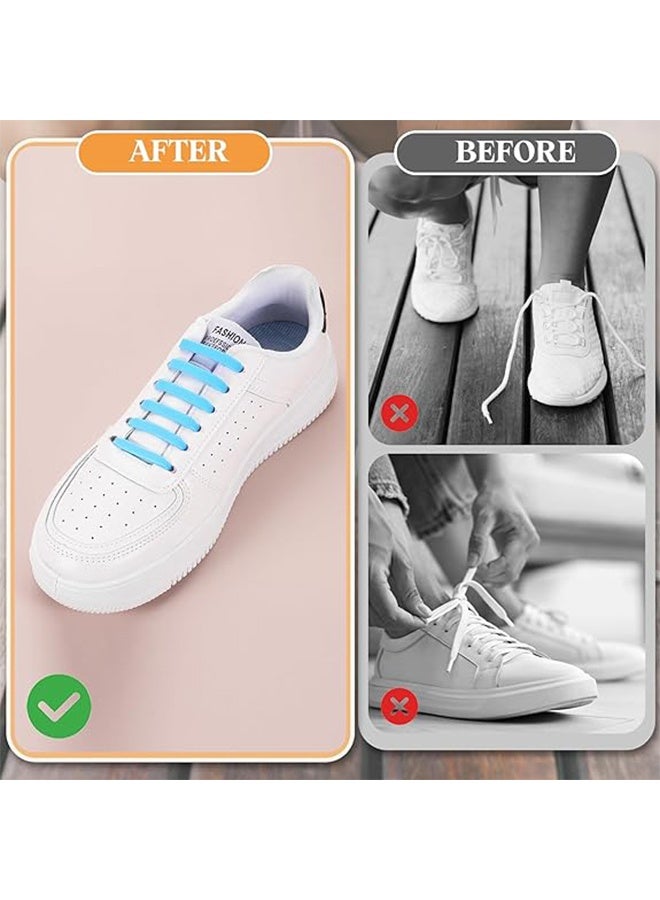 Sweet Life 3Pairs Silicone Lazy Shoelaces, Elastic No Tie Shoe Lace for Kids and Adults, One Size Stretchy Rubber Flat Shoe Ties for Sneakers Unisex (Black, White, Grey) - Image 5