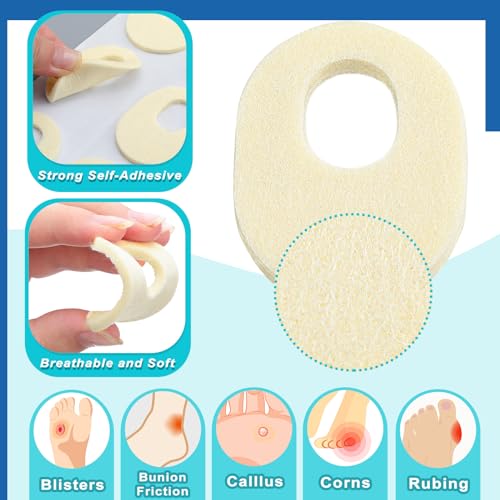 Nuanchu 72 Pcs Felt Callus Cushions Oval Shaped Callous Pads for Foot Adhesive Corn Cushions for Calluses Breathable Foot Pad for Bottom of Feet Pain Relief Men Women Care, 1.7 x 2.2 Inch - Image 3