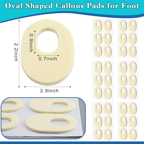 Nuanchu 72 Pcs Felt Callus Cushions Oval Shaped Callous Pads for Foot Adhesive Corn Cushions for Calluses Breathable Foot Pad for Bottom of Feet Pain Relief Men Women Care, 1.7 x 2.2 Inch - Image 2