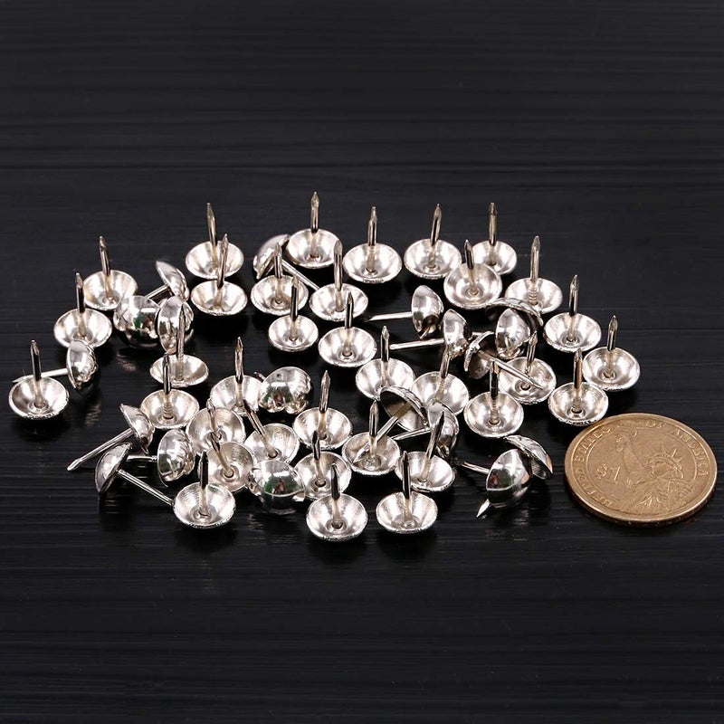 Keadic 300Pcs 7/16" (11mm) Antique Upholstery Tacks Furniture Nails Pins Kit for Upholstered Furniture Cork Board or DIY Projects - Silver - Image 3