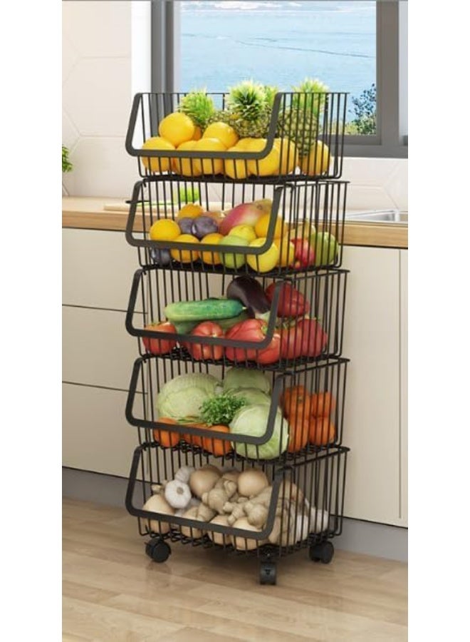 Cazadora 5-Tier Metal Storage Rack — Compact Multi-Layer Organizer for Kitchen, Bathroom & Home | Space-Saving Vertical Shelving Unit with 5 Close-Spacing Tiers | Black Metal Frame, Rust-Resistant Finish, Stable Non-Slip Feet | Ideal for Spices, Toiletries, Office Supplies, Skincare, Cleaning Products & Countertop Organization | Lightweight 4 kg Design with Strong Structure | Perfect for Small Apartments, Dorms, Studios & Tight Spaces | Dimensions 45 × 40 × 30 cm | Easy Assembly, Modern Minimalist Style, Durable Multi-Use Shelf for Pantry, Laundry, Living Room & Home Office — Designed for KSA Homes - Image 3