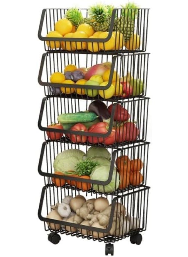 Cazadora 5-Tier Metal Storage Rack — Compact Multi-Layer Organizer for Kitchen, Bathroom & Home | Space-Saving Vertical Shelving Unit with 5 Close-Spacing Tiers | Black Metal Frame, Rust-Resistant Finish, Stable Non-Slip Feet | Ideal for Spices, Toiletries, Office Supplies, Skincare, Cleaning Products & Countertop Organization | Lightweight 4 kg Design with Strong Structure | Perfect for Small Apartments, Dorms, Studios & Tight Spaces | Dimensions 45 × 40 × 30 cm | Easy Assembly, Modern Minimalist Style, Durable Multi-Use Shelf for Pantry, Laundry, Living Room & Home Office — Designed for KSA Homes - Image 2